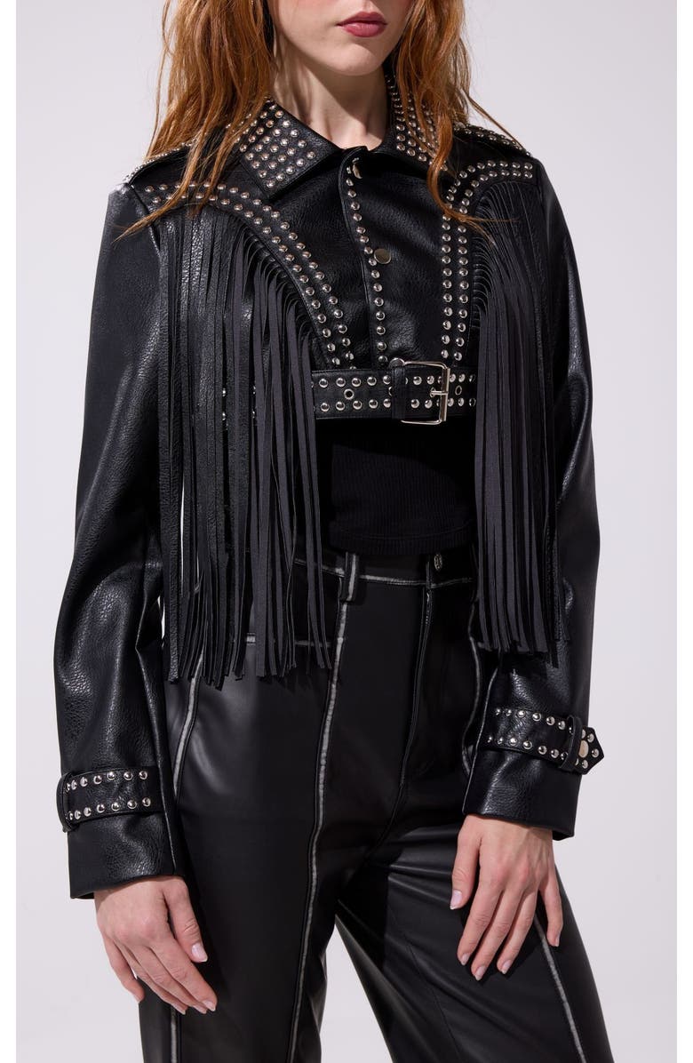 AZALEA WANG Oakly Fringe Jacket, Main, color, Black