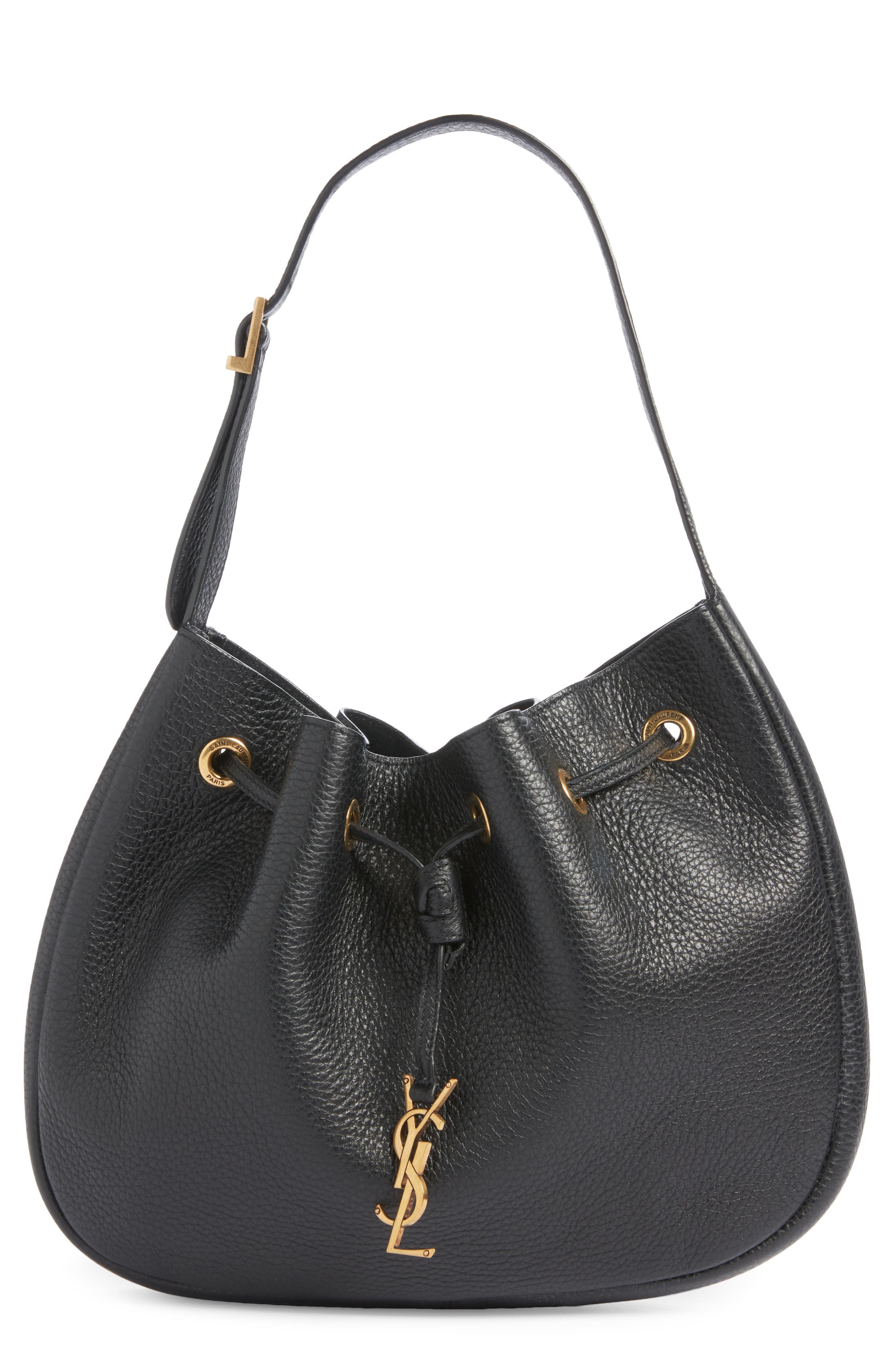 Saint Laurent Small Paris Vii Flat Leather Hobo Bag In Black