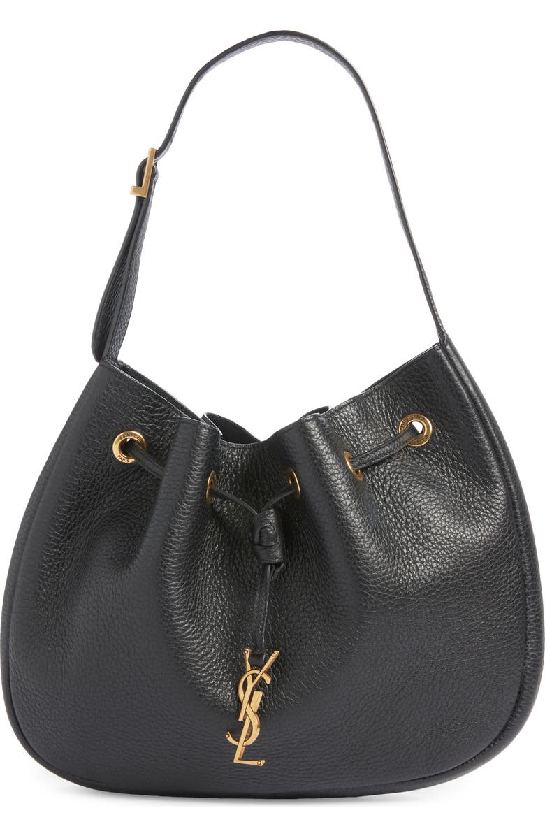 Saint Laurent Small Paris VII Flat Leather Hobo Bag, Main, color,
