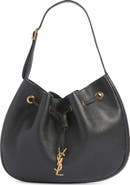 Saint Laurent Small Paris VII Flat Leather Hobo Bag
