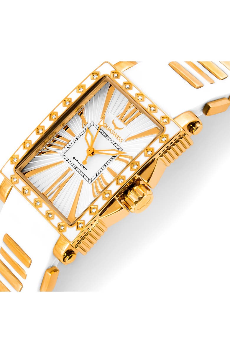 AQUASWISS Grace Rectangle Silicone Strap Watch, 58mm - 0.25 ctw, Alternate, color,