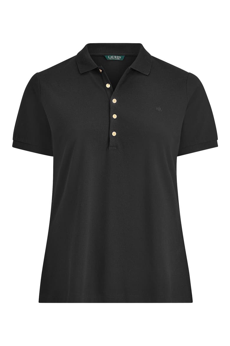 Athleisure Stretch Cotton Piqué Polo, Alternate, color, POLO BLACK