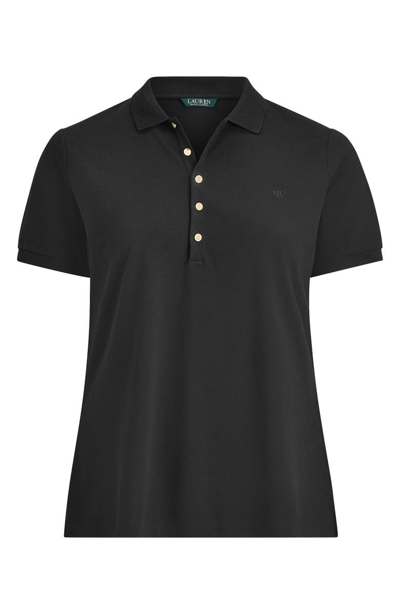 Lauren Ralph Lauren Athleisure Stretch Cotton Piqué Polo, Alternate, color, Polo Black