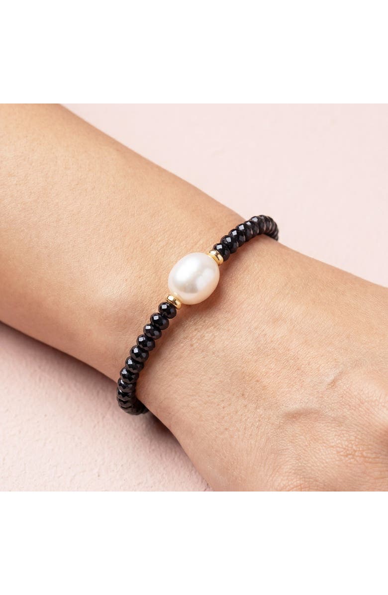 The Lovery Fine Jewelry Black Spinel Bead Pearl Bracelet, Alternate, color, Black Spinel