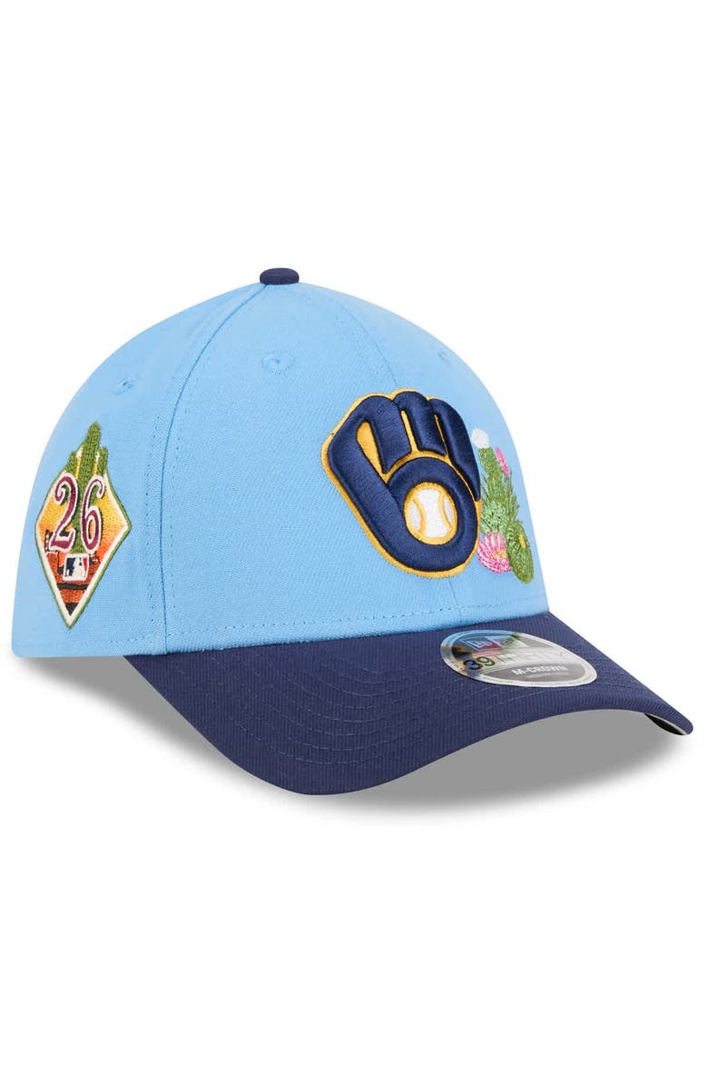 New Era Men's New Era  Light Blue/Navy Milwaukee Brewers 2026 Spring Training M-Crown 39THIRTY Flex Hat, Main, color, Light Blue