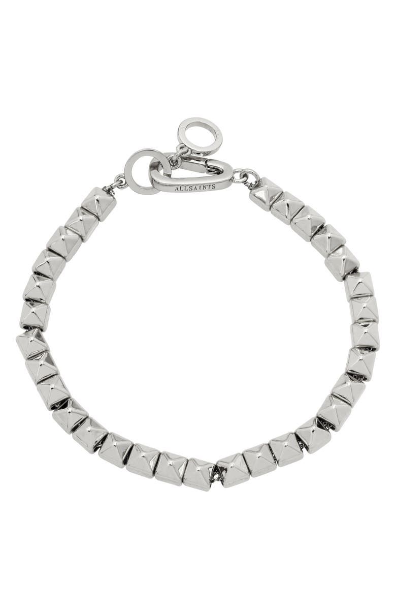 AllSaints Pyramid Flex Chain Bracelet, Main, color, Rhodium
