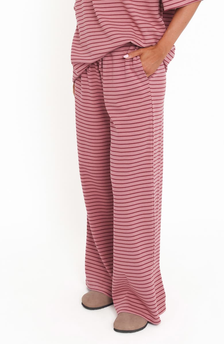 Petal & Pup Wilda Stripe Knit Drawstring Pants, Alternate, color, Pink Red Stripe