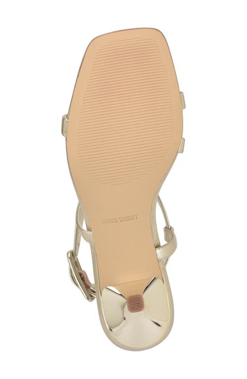 Nine West Women's Hanni Strappy Square Toe Kitten Heel Sandals In Gold