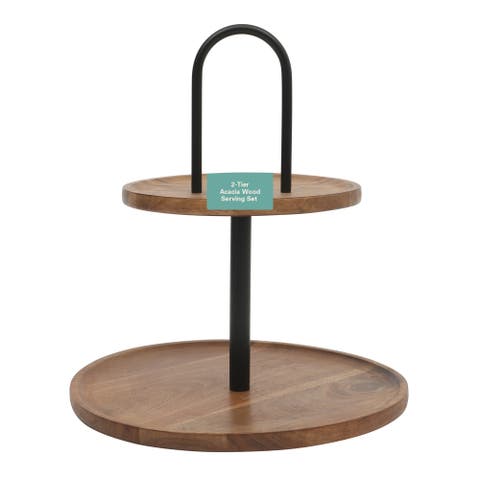 Gracious Dining Round Acacia Wood Charcuterie Tray