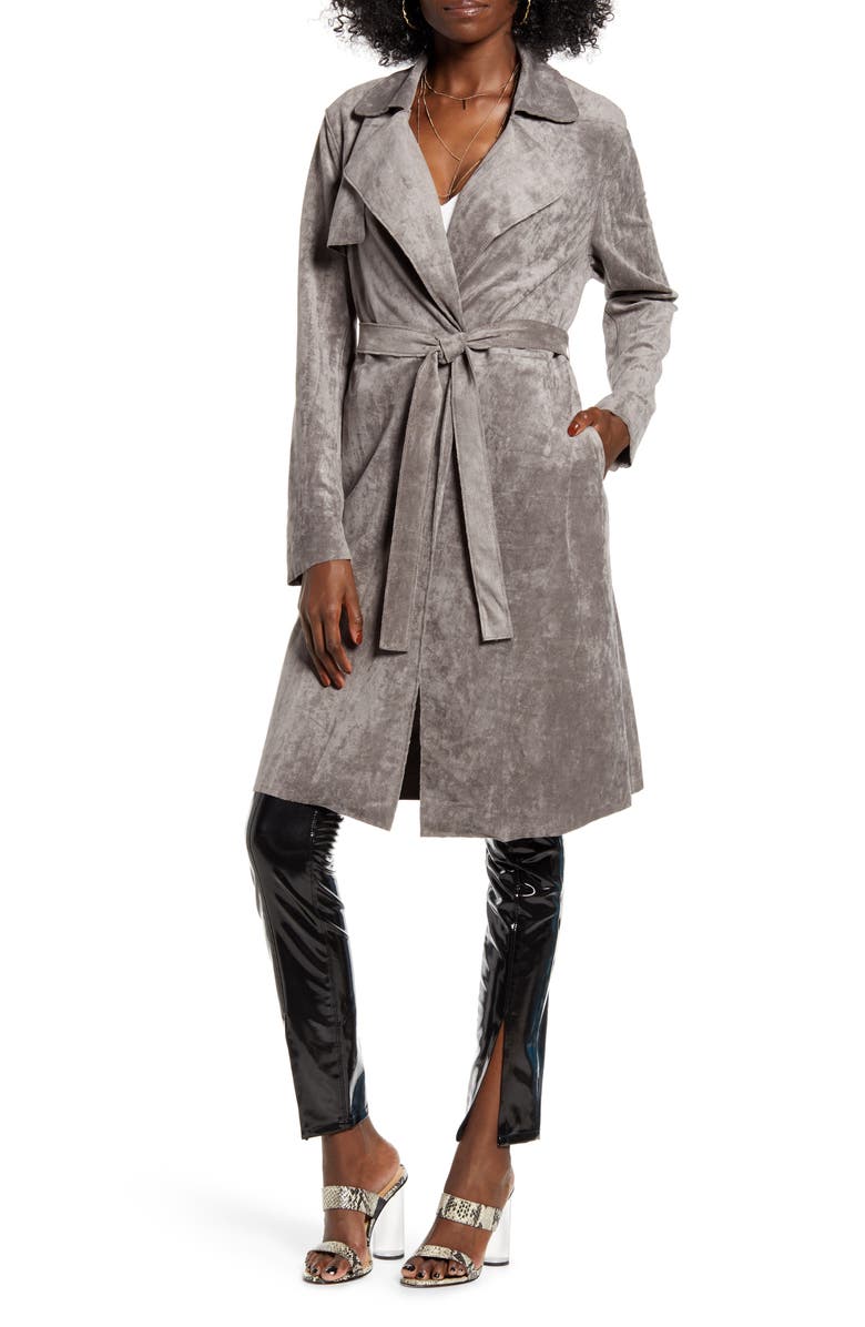 BLANKNYC Faux Suede Trench Coat, Alternate, color,