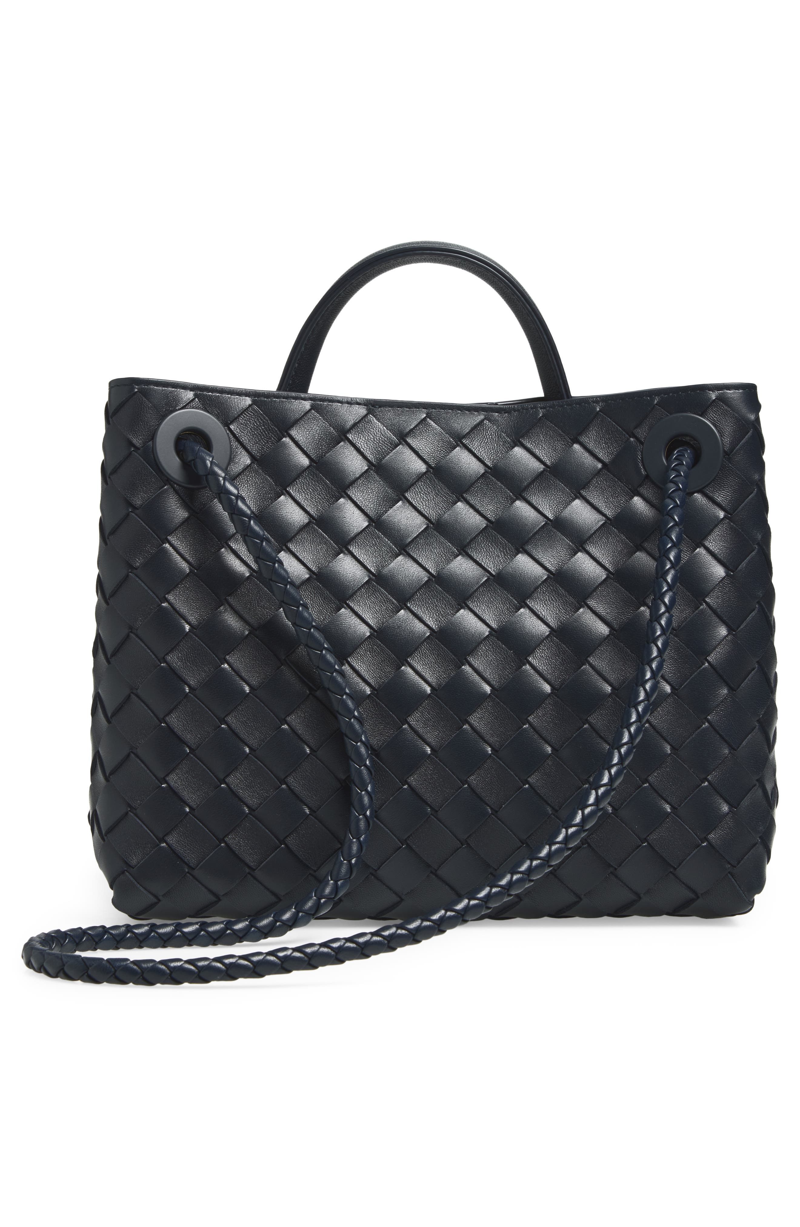 Bottega Veneta Small Andiamo Intrecciato Shoulder Bag, Alternate, color, Midnight