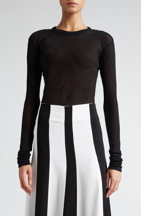 Semisheer Cotton Rib Jersey Top