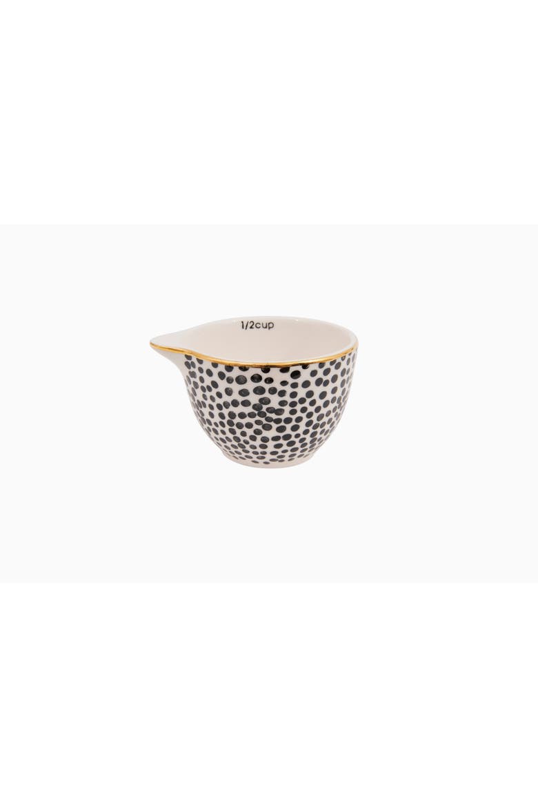 Stoneware Measuring Cups with Gold Electroplating, Black & White, Set of 4, Alternate, color, Black