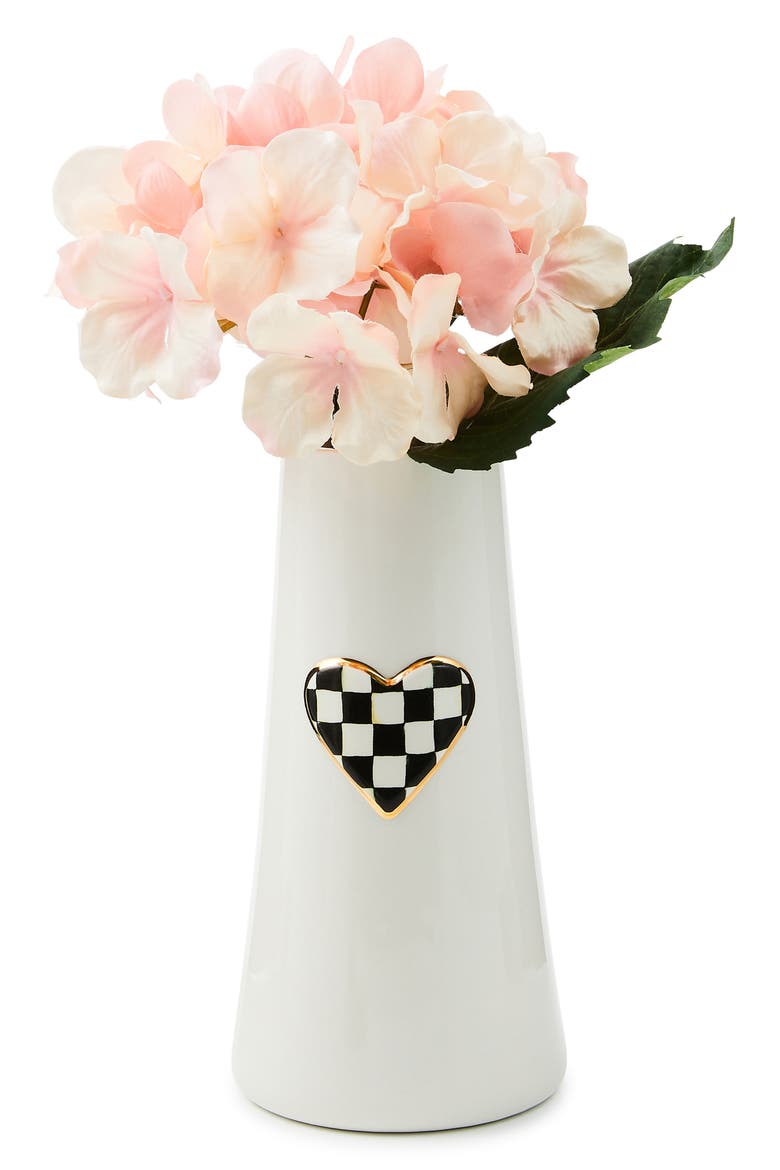 Courtly Check® Heart Vase, Alternate, color, BLACK/ WHITE