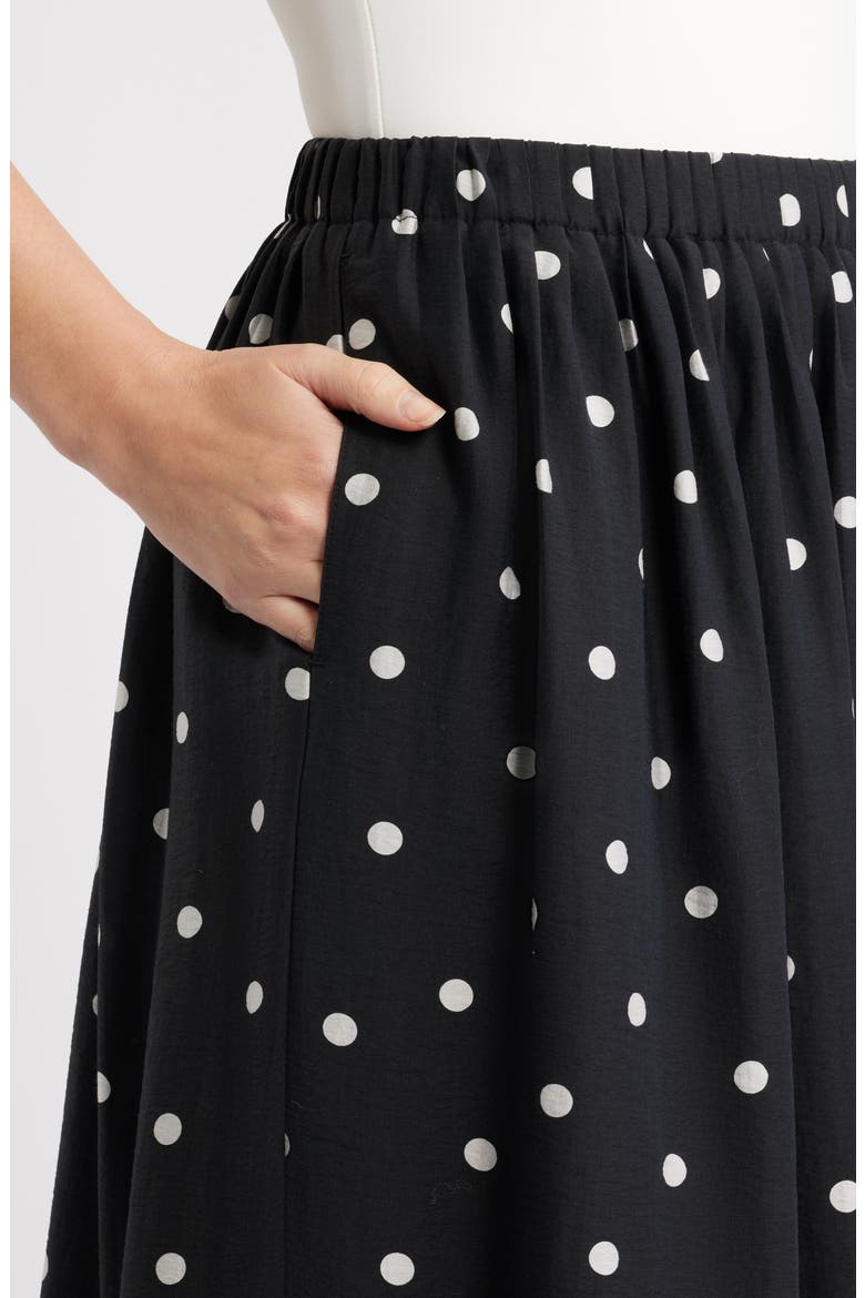 Print Pleated Maxi Skirt, Alternate, color, BLACK- IVORY DISORDERLY DOT