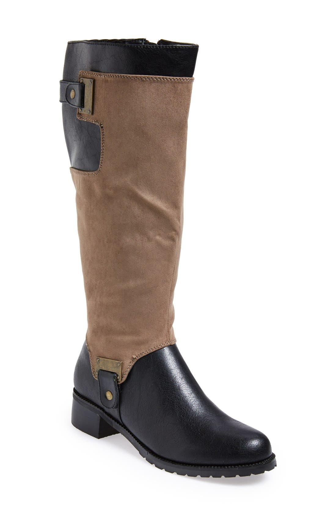'Anya II' Tall Boot, Main, color, TAUPE/ BLACK