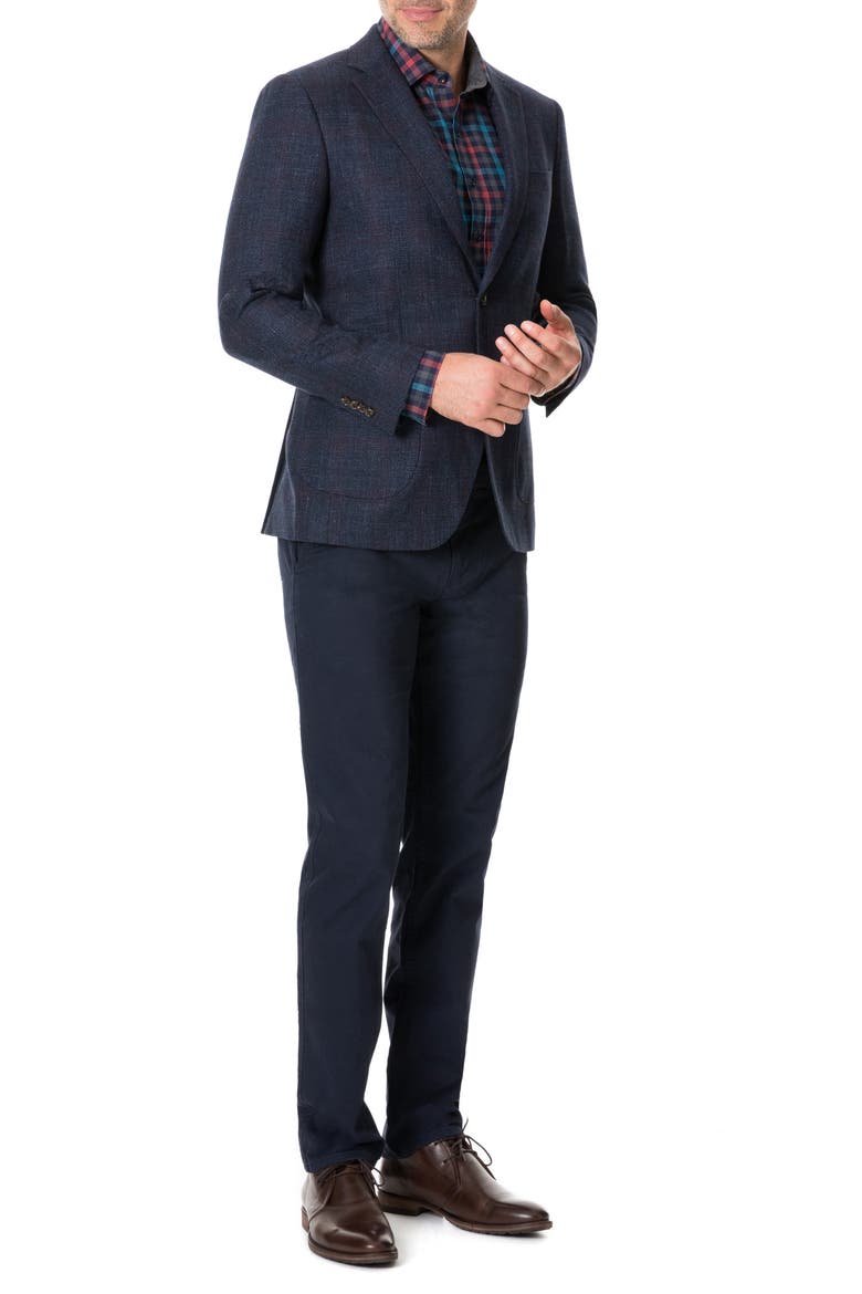 The Forks Regular Fit Check Wool & Cotton Sport Coat, Alternate, color, BLUE GRAPHITE