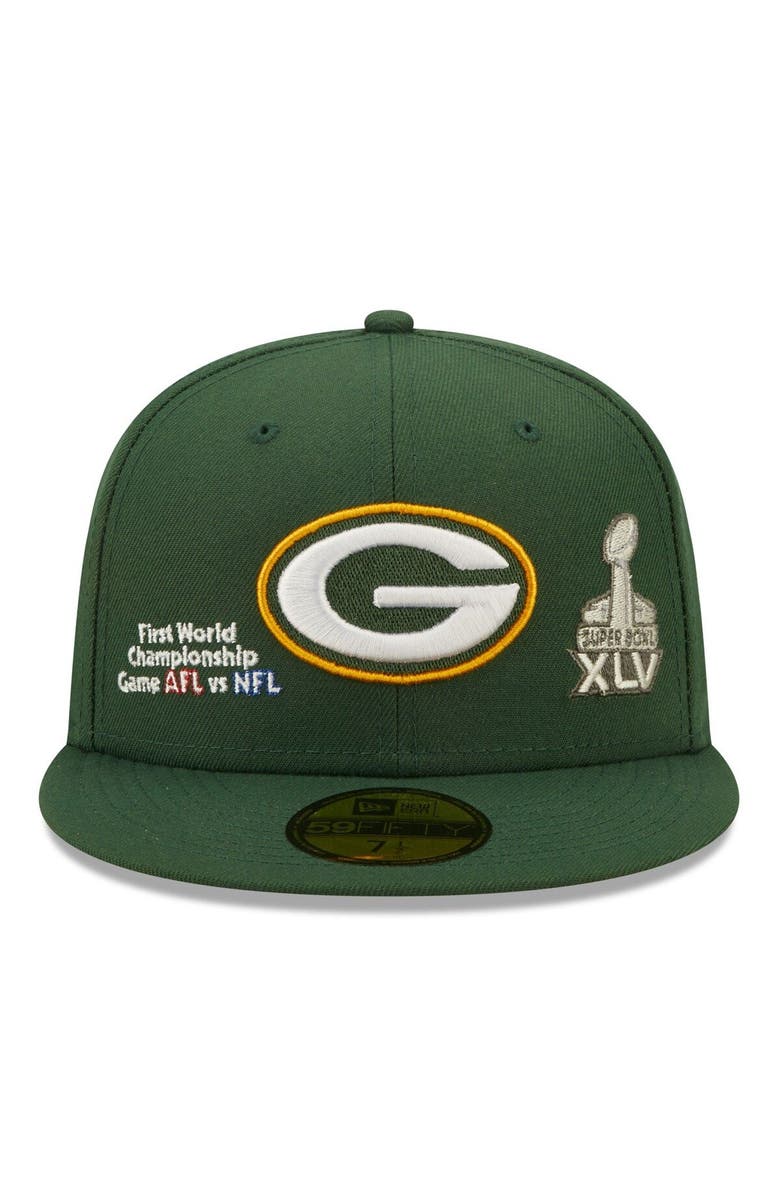 New Era Men's New Era Green Green Bay Packers Historic Champs 59FIFTY Fitted Hat, Alternate, color, 