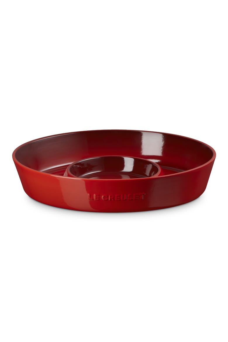 Oval Stoneware Chip & Dip Platter, Main, color, CERISE