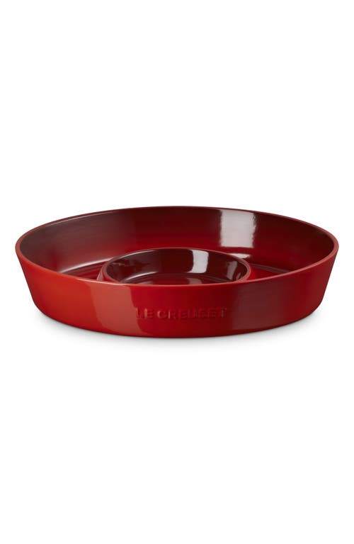 Le Creuset Oval Stoneware Chip & Dip Platter In Cerise