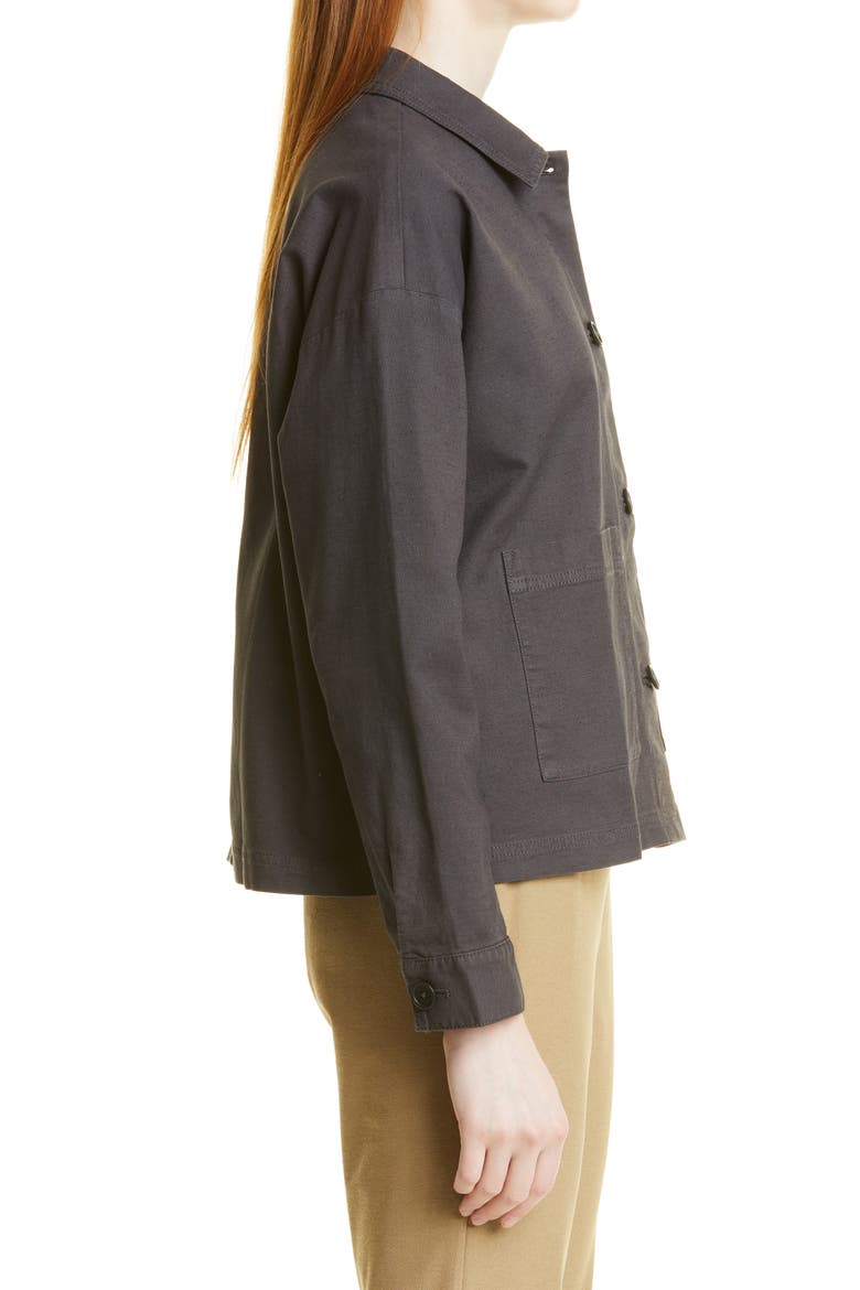 Elieen Fisher Classic Collar Organic Cotton & Hemp Jacket, Alternate, color, GRAPHITE