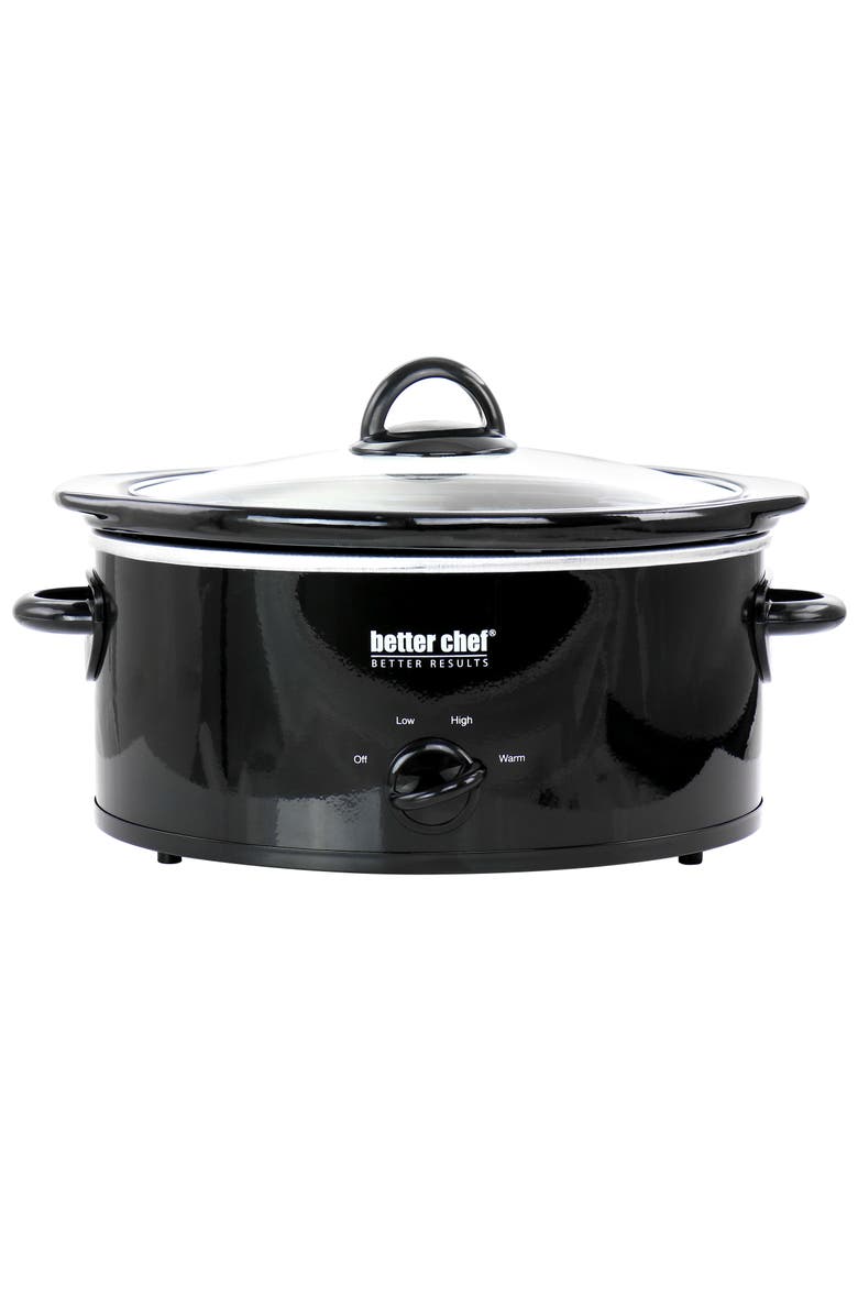 Better Chef 3 Quart Oval Slow Cooker with Removable Stoneware Crock, Main, color, Black