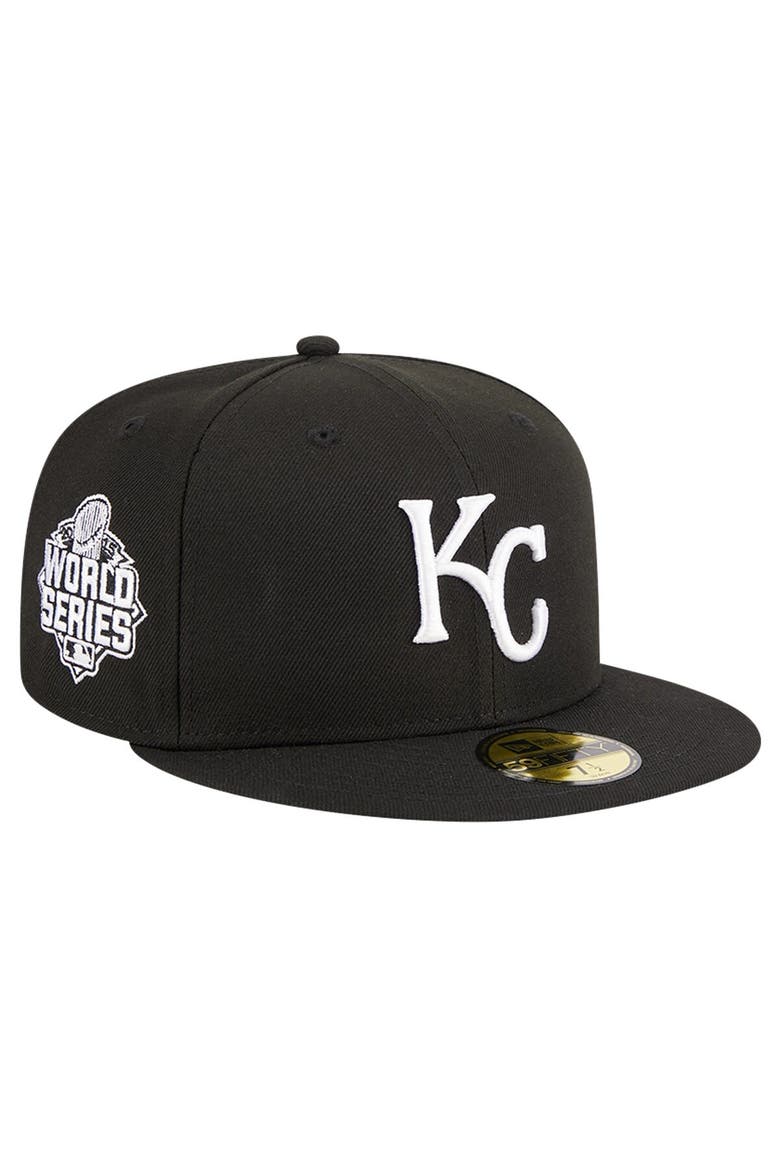 Men's New Era Black Kansas City Royals Logo 59FIFTY Fitted Hat, Main, color, Black
