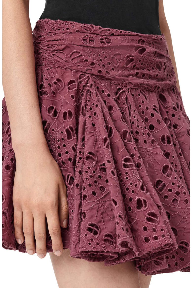 Dotty Pleated Eyelet Miniskirt, Alternate, color, RASPBERRY PINK