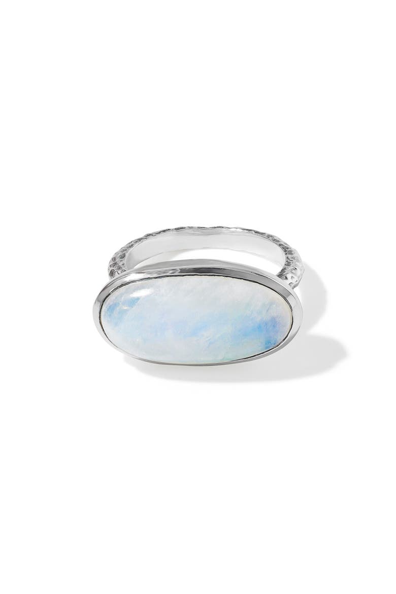 Oval Rainbow Moonstone Bezel Ring, Main, color, BLUE