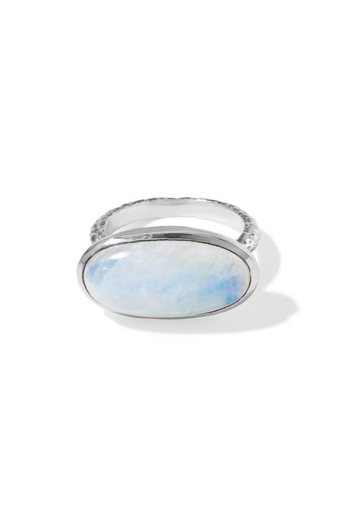Oval Rainbow Moonstone Bezel Ring