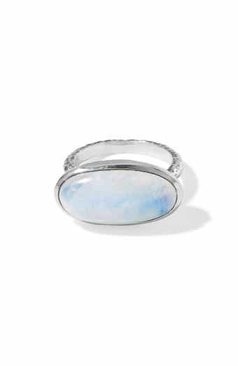 Oval Rainbow Moonstone Bezel Ring
