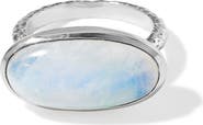 YS GEMS Oval Rainbow Moonstone Bezel Ring