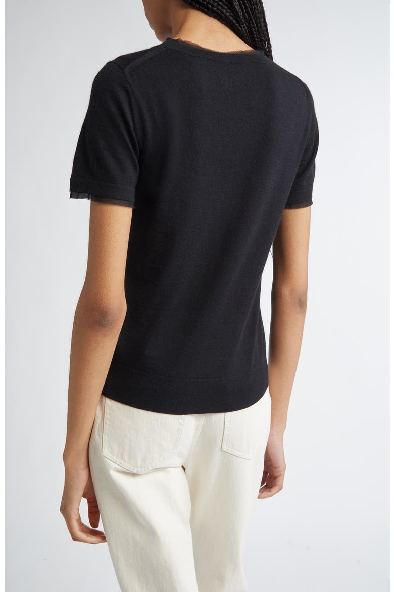 Short Sleeve Cashmere Crewneck Sweater, Alternate, color, BLACK