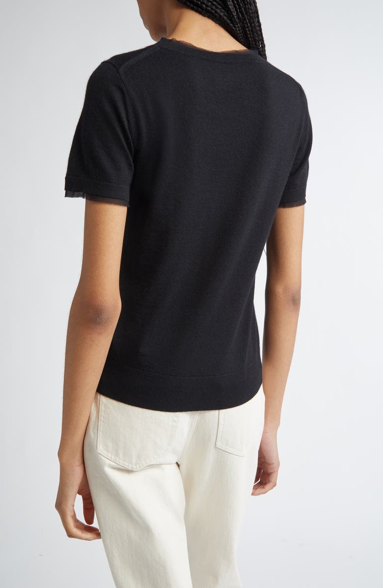 Lafayette 148 New York Short Sleeve Cashmere Crewneck Sweater, Alternate, color, Black