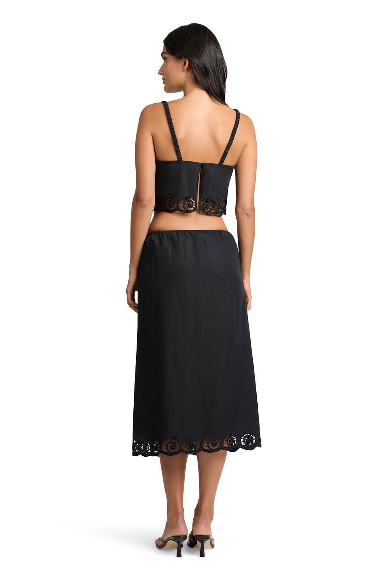 Air Linen Scallop Cropped Top, Alternate, color, BLACK