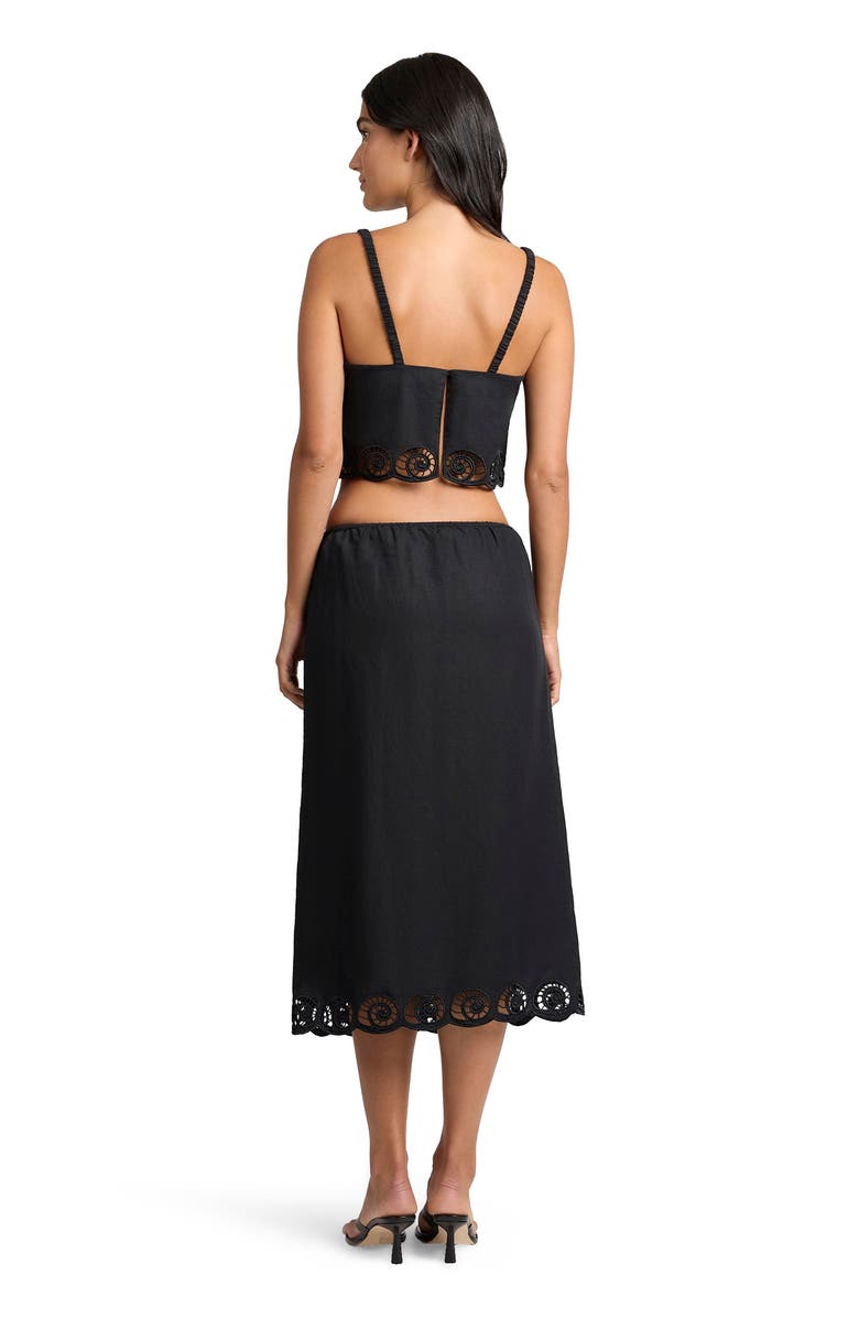 Onia Air Linen Scallop Cropped Top, Alternate, color, Black