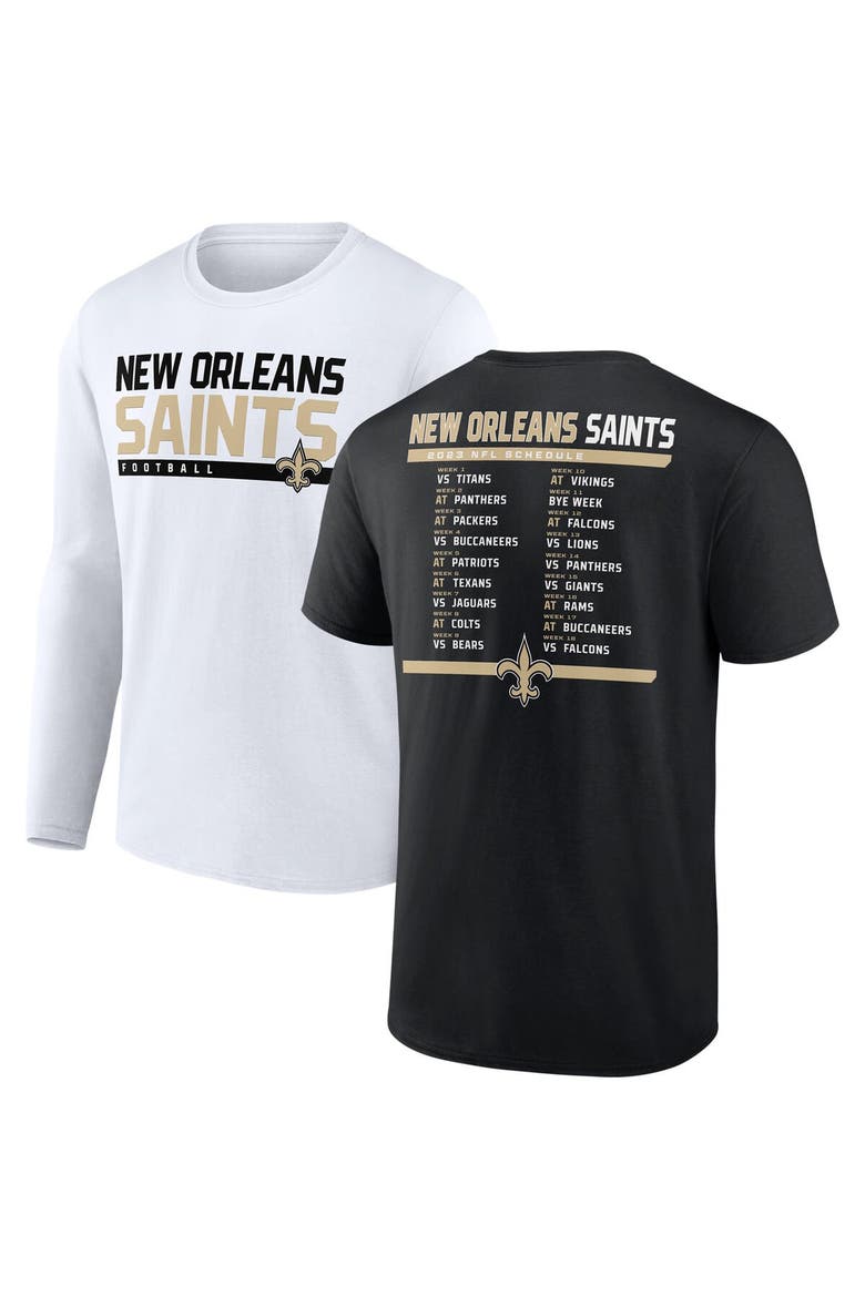 Men's Fanatics Branded Black/White New Orleans Saints Two-Pack 2023 Schedule T-Shirt Combo Set, Main, color, Black