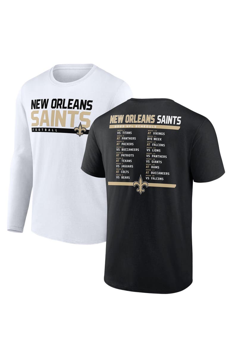 FANATICS Men's Fanatics Branded Black/White New Orleans Saints Two-Pack 2023 Schedule T-Shirt Combo Set, Main, color, Black