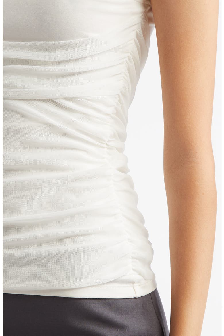 Vichyl Gathered Overlay Tank, Alternate, color, WHITE