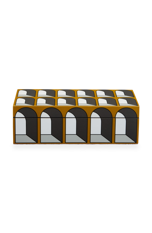 Jonathan Adler Small Arcade Lacquered Box In Ochre
