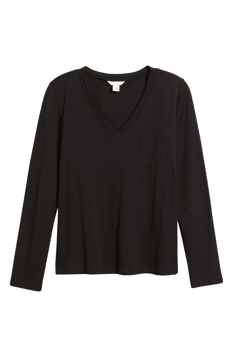 Caslon<sup>®</sup> Long Sleeve V-Neck Shirt, Alternate, color, 