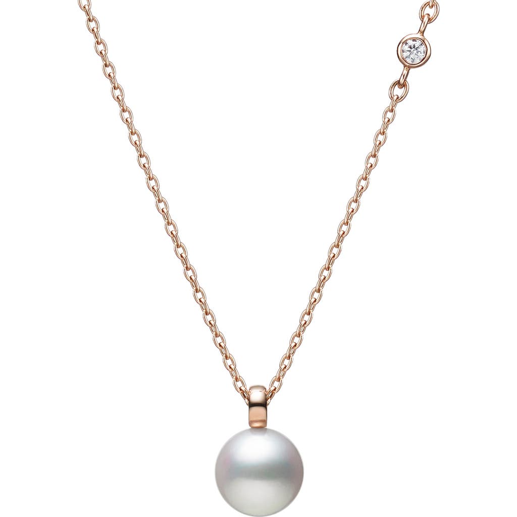 Mikimoto Classic Cultured Pearl & Diamond Pendant Necklace in 18Ky  product