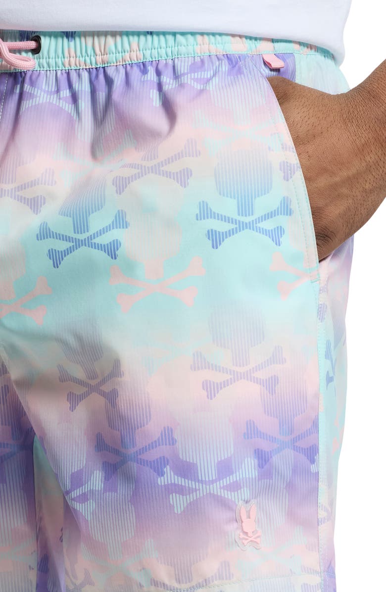 Psycho Bunny Forster Bunny Print Swim Trunks, Alternate, color, 