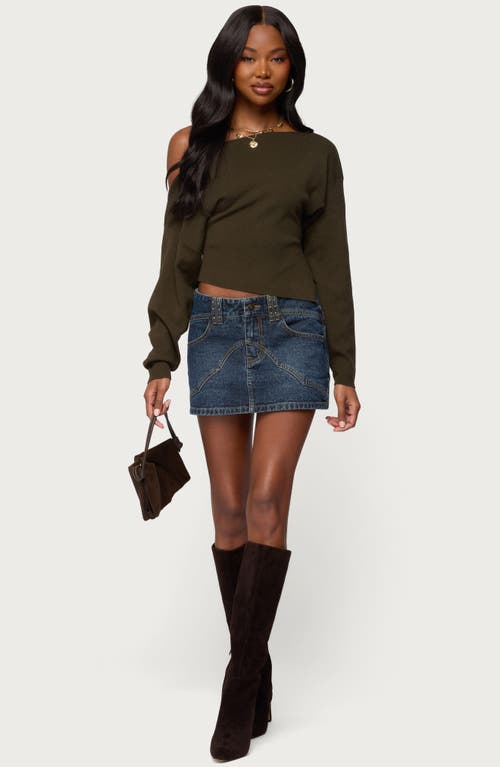 Edikted Tory Western Low Rise Denim Miniskirt In Blue