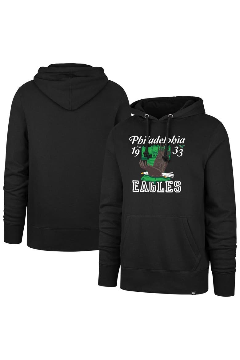 Men's '47  Black Philadelphia Eagles Regional Headline Pullover Hoodie, Main, color, Black