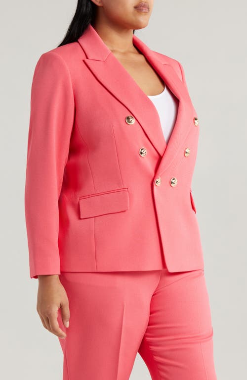 Tahari Asl Double Breasted Twill Blazer In Sunset