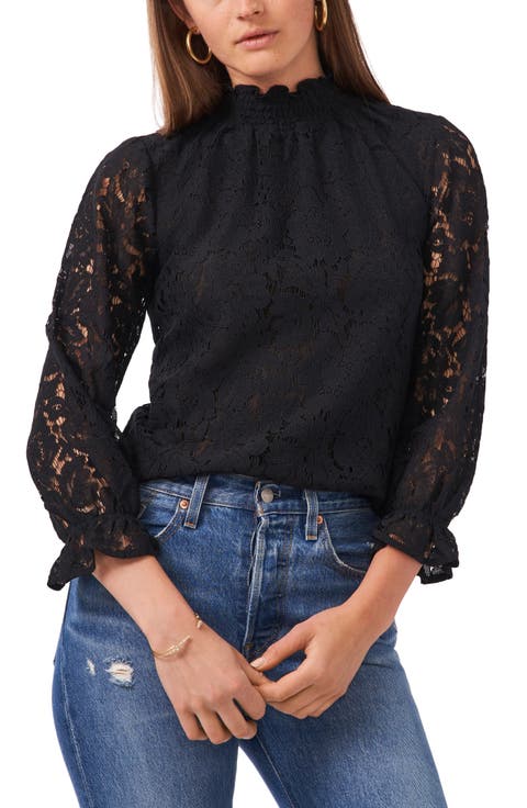 Smocked Mock Neck Top