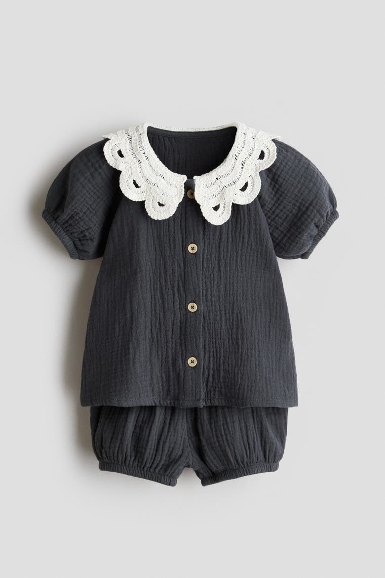 2-piece Cotton Muslin Set, Main, color, Dark gray