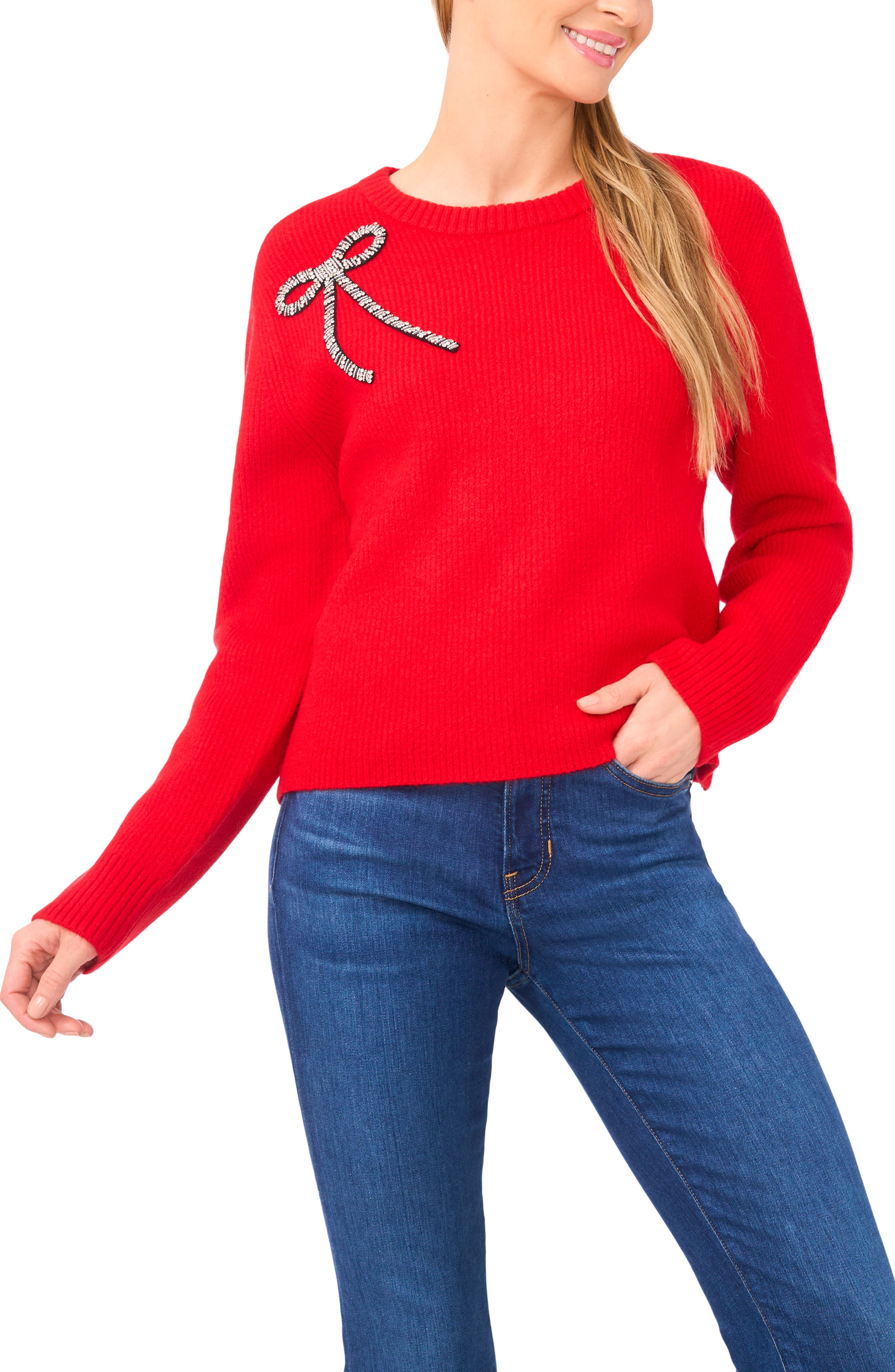 Embellished Bow Sweater