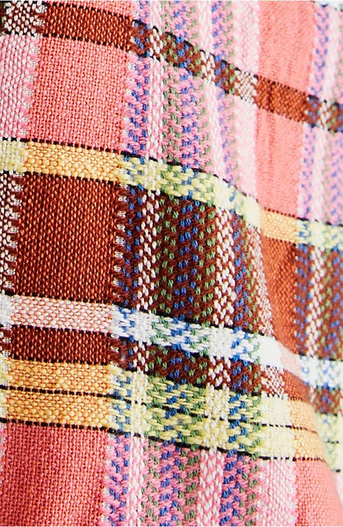 Shop Free People Walk The Plank Plaid Sleeveless Minidress In Retro Pink Combo